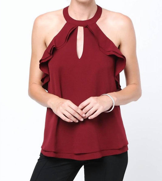 Zweilagiges Rüschen-Neckholder-Top