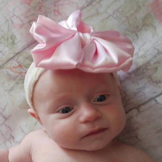 Baby Girls Vintage Lace And Satin Bow Headband