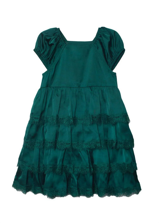 Girl's Cap Sleeve Lace Tiered Dress