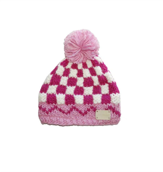 Baby Checkered Pompom Bobble Hat