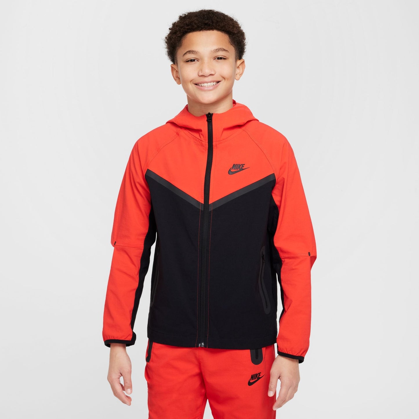 Nike Jungen Tech Fleece Hoodie - Schwarz/Hellrot