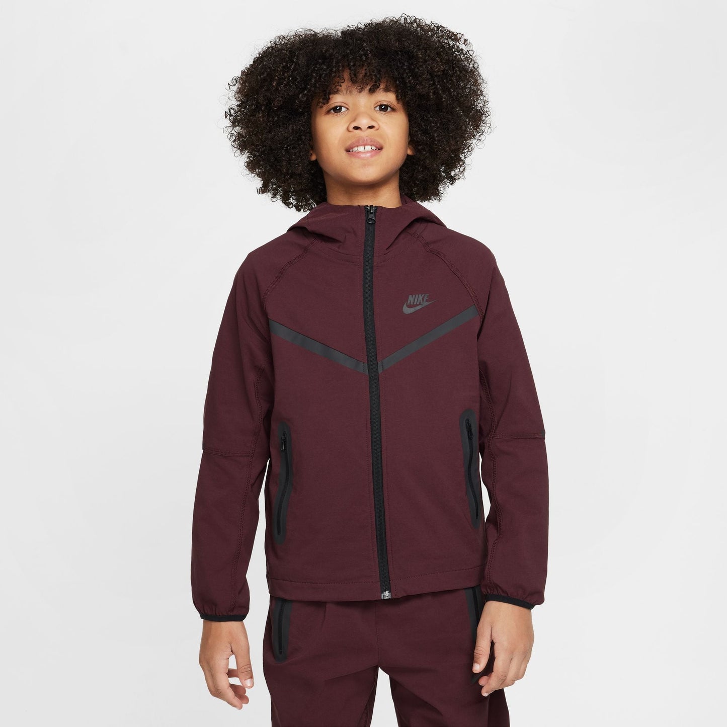 Nike Jungen Tech Fleece Hoodie - Burgundy Crush/Schwarz