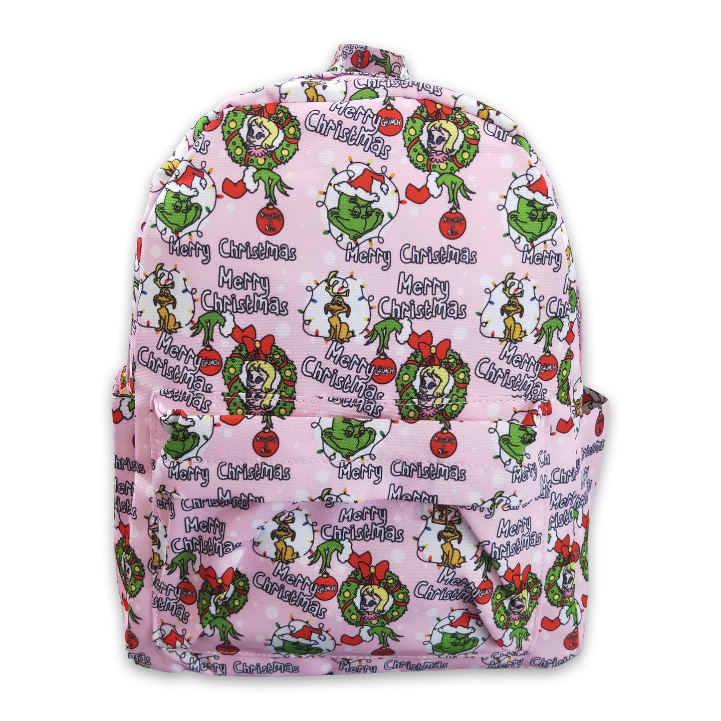 Fröhliche Weihnachten pink-grüner Gesichts-Mädchenrucksack