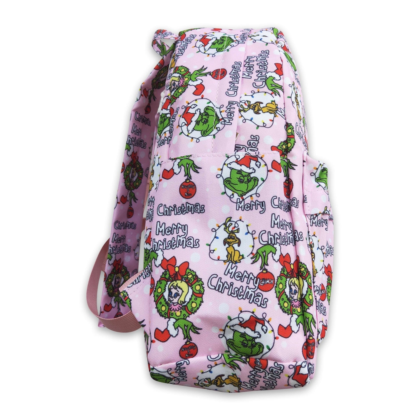 Fröhliche Weihnachten pink-grüner Gesichts-Mädchenrucksack