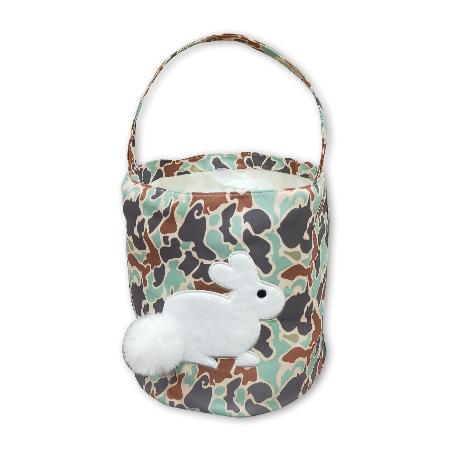 Osterkorb für Jungen mit Camouflage-Hasen-Stickerei