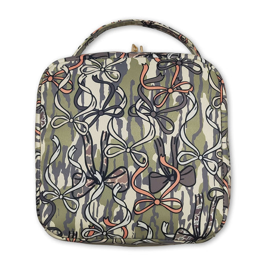 Camo bow kids girls lunch box bag