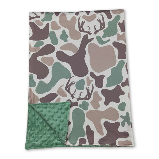 Grüne Hirsch-Camo-Minky-Baby-Kinder-Jagddecke