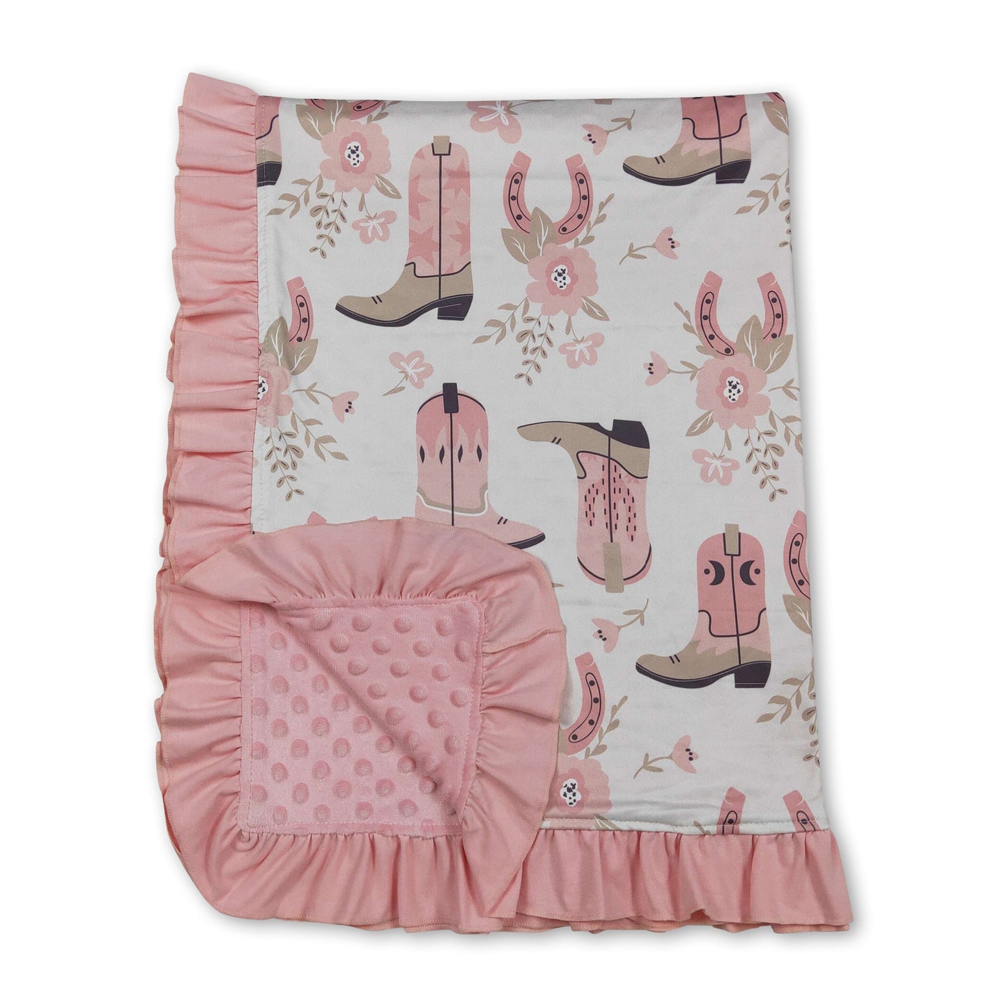 Pink Rüschenstiefel florale Rüschen Babydecke