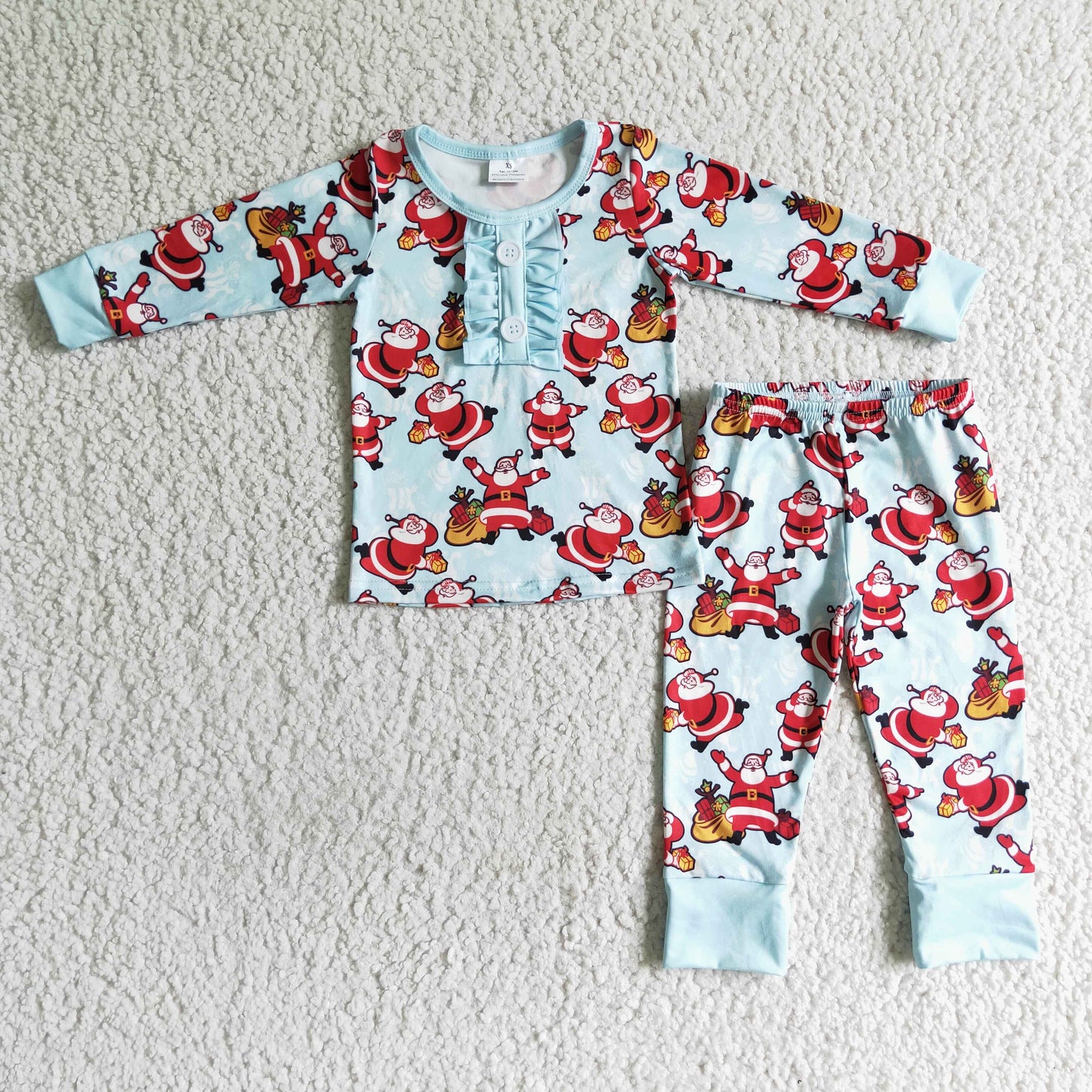 Weihnachtsmann-Print Langarm-Pyjama für Baby-Mädchen