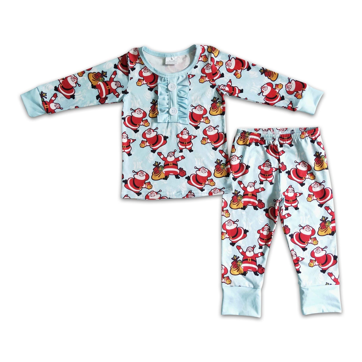 Weihnachtsmann-Print Langarm-Pyjama für Baby-Mädchen