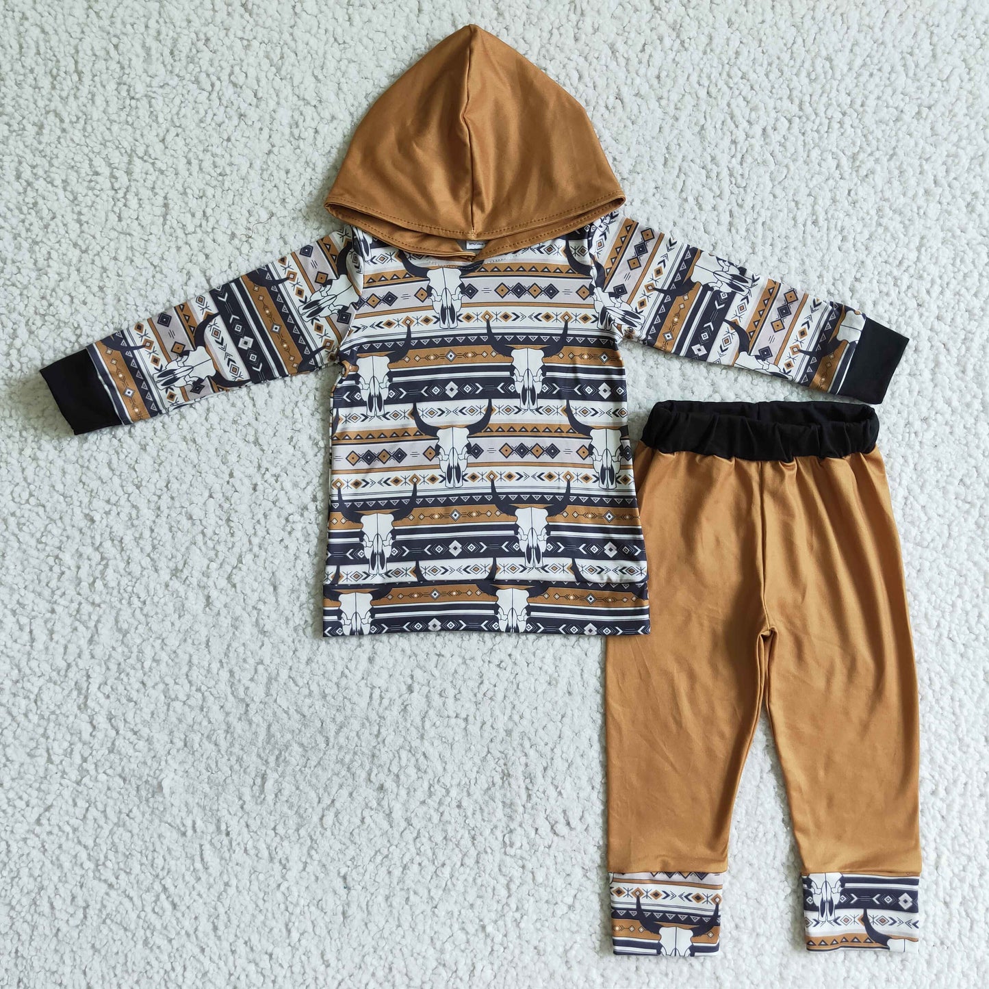Totenkopf Kuh Azteken Junge Hoodie Western Set