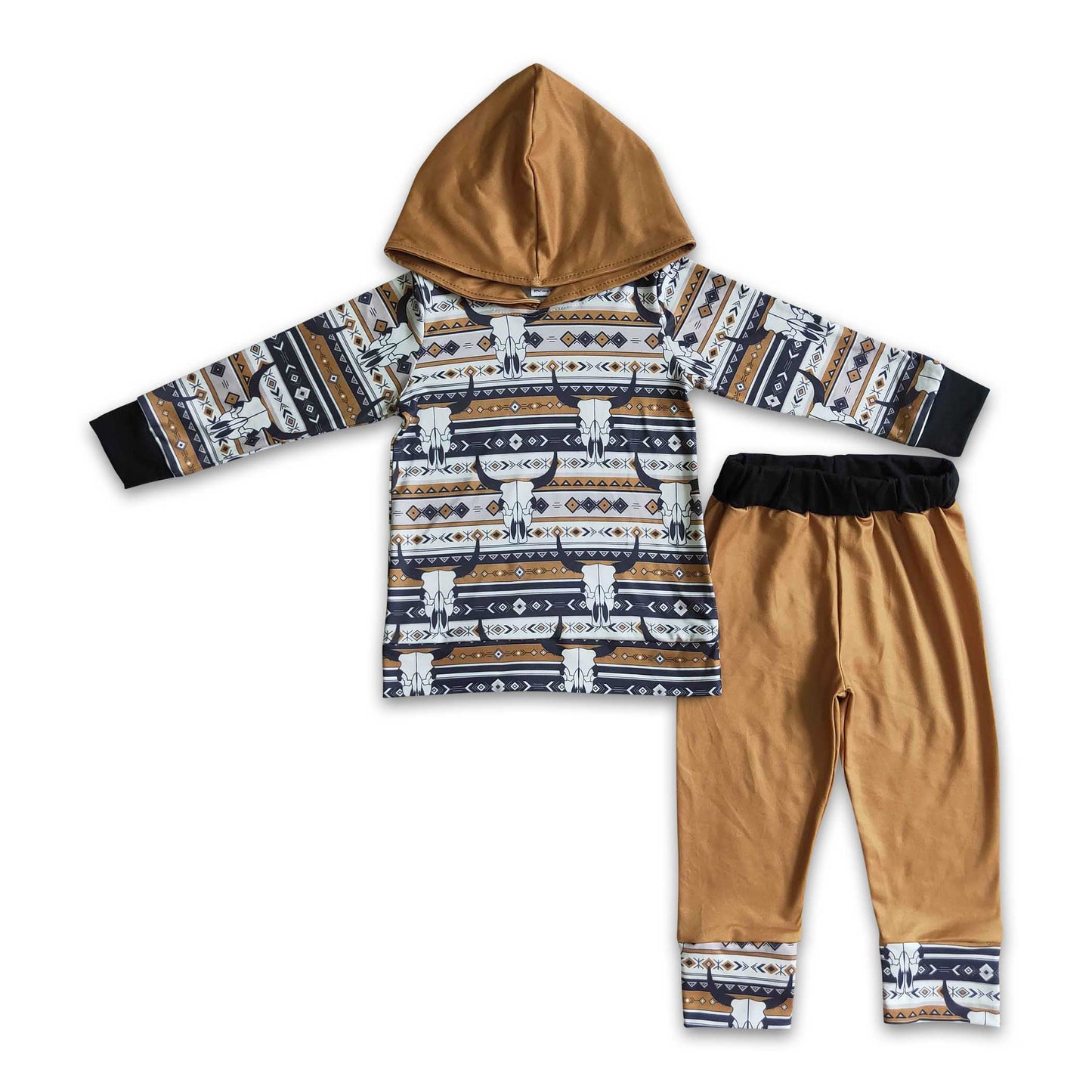 Totenkopf Kuh Azteken Junge Hoodie Western Set
