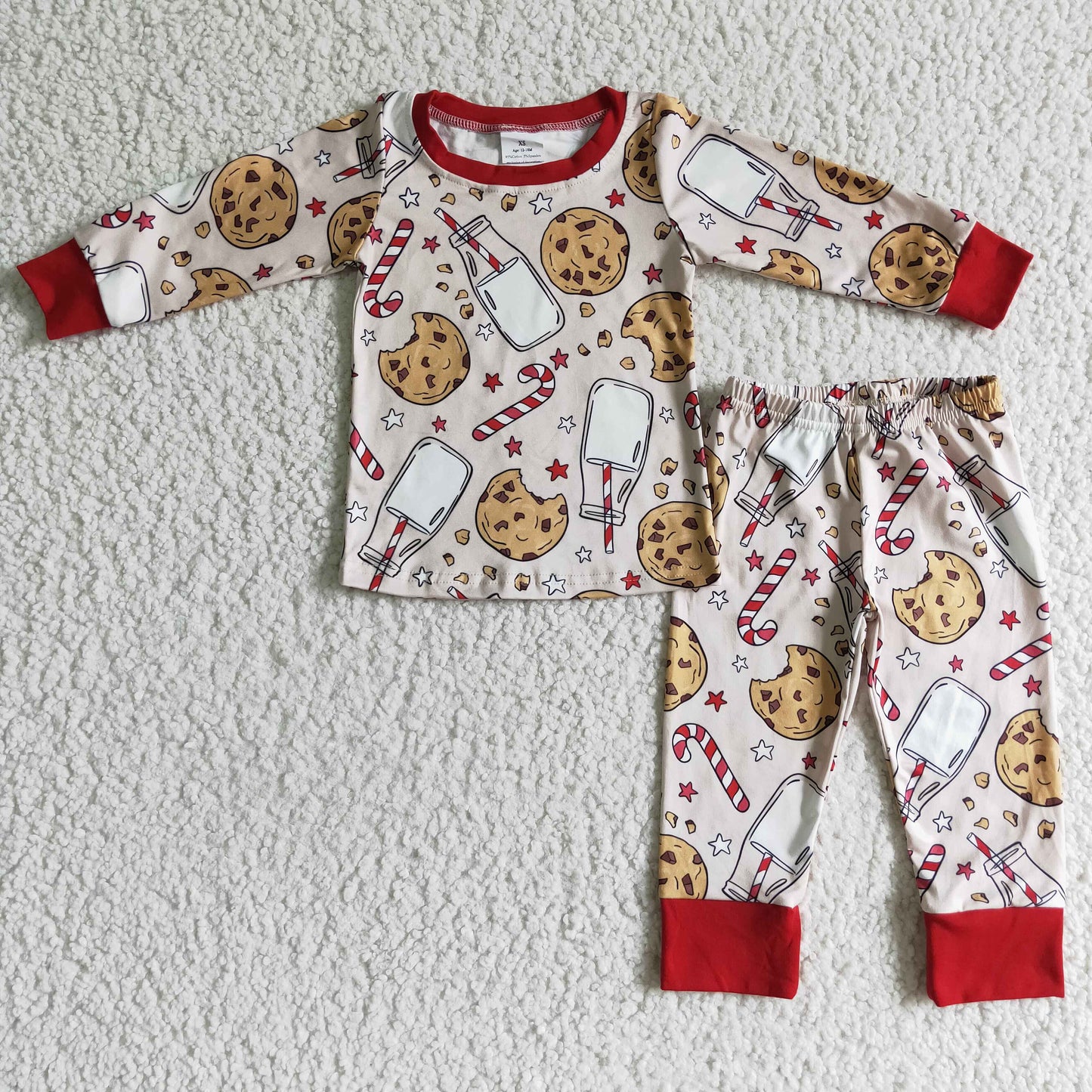 Keks-Milchzuckerstangen-Druck Kinder Mädchen Weihnachtspyjamas