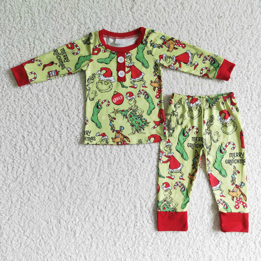 Grüne Weihnachts-Pyjamas für Jungen