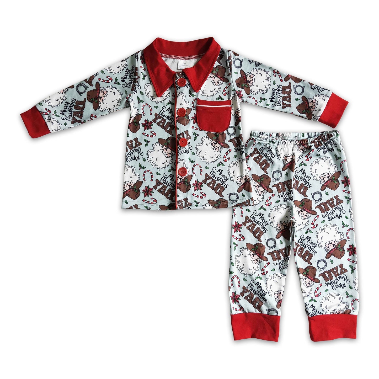 Frohe Weihnachten euch allen Santa Stiefel Kinder Junge Western Pyjama