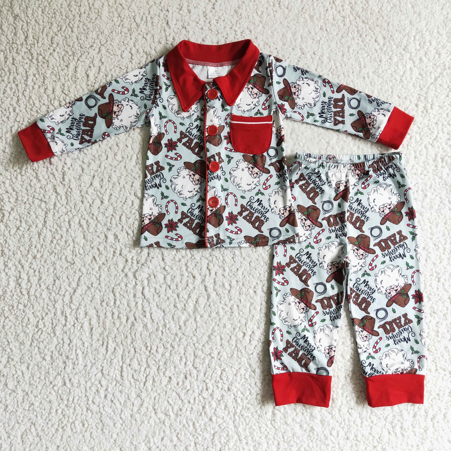 Frohe Weihnachten euch allen Santa Stiefel Kinder Junge Western Pyjama