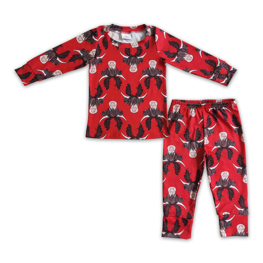 Schottisches Hochlandrind rot Kinder Jungen Weihnachtspyjama