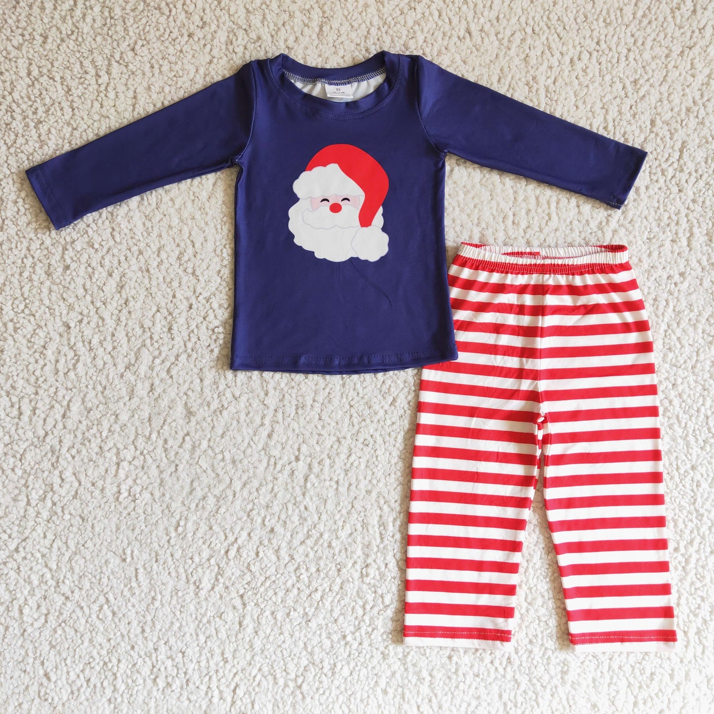 Weihnachtsmann Navy-Hemd gestreifte Hose Baby Jungen Weihnachts-Outfits