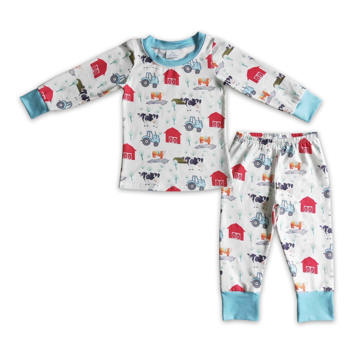 Jungen-Pyjama mit langen Ärmeln und Kuhhof-Aufdruck