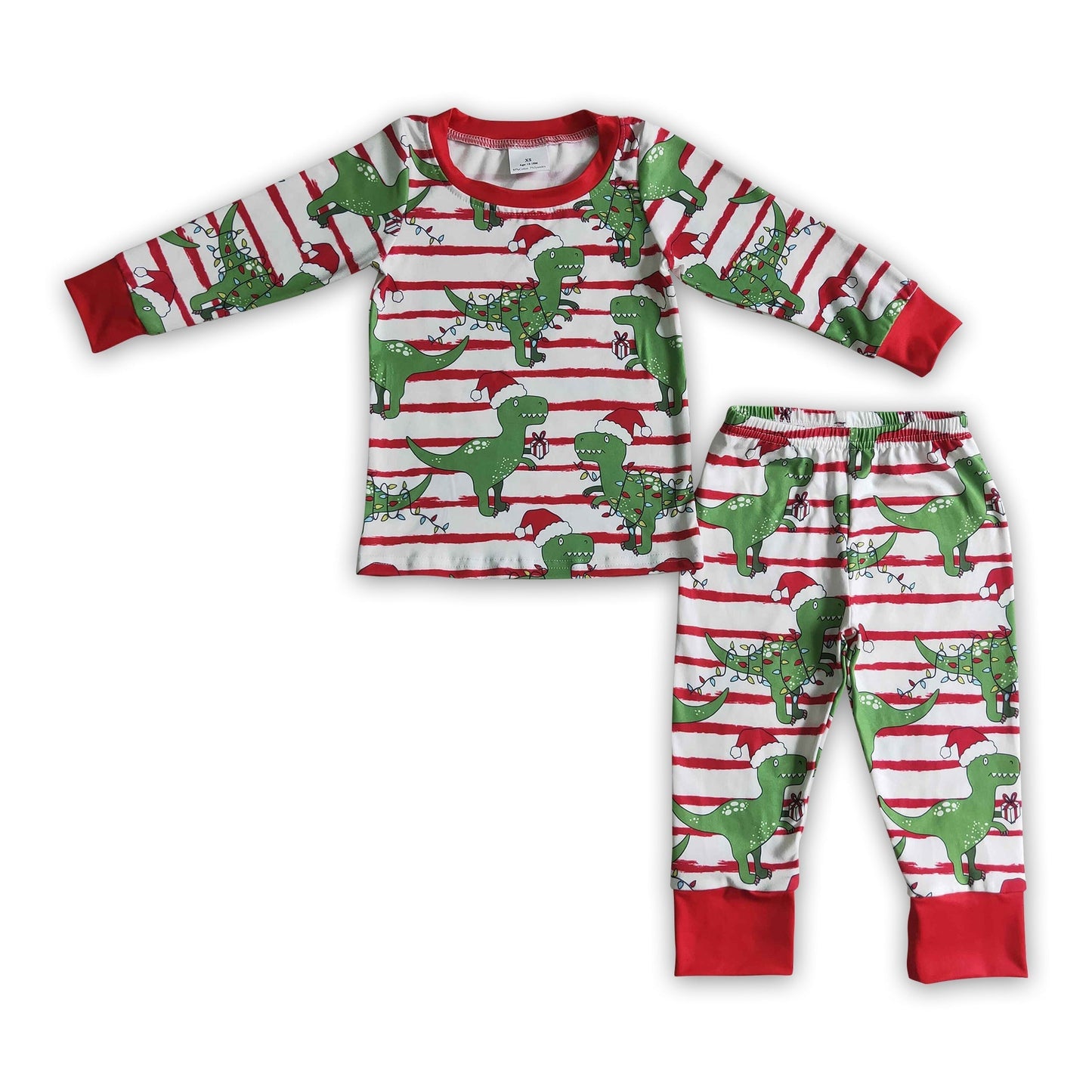 Dinosaurier-Streifen-Jungen-Weihnachtspyjama