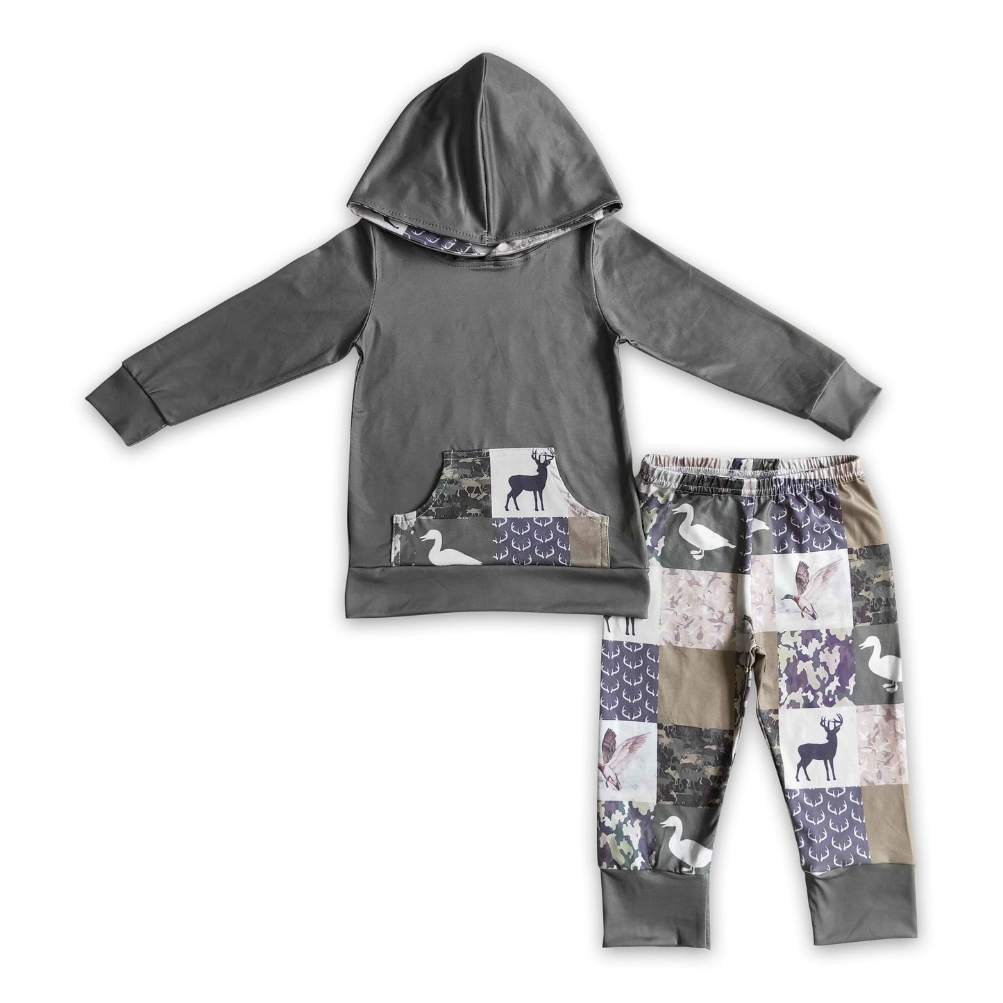 Deer Ente Camo Patchwork Kinder Jungen Jagd Hoodie Set
