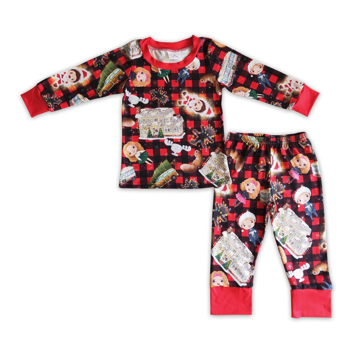 Schwarz-rot karierter Kinder-Jungen-Weihnachtspyjama