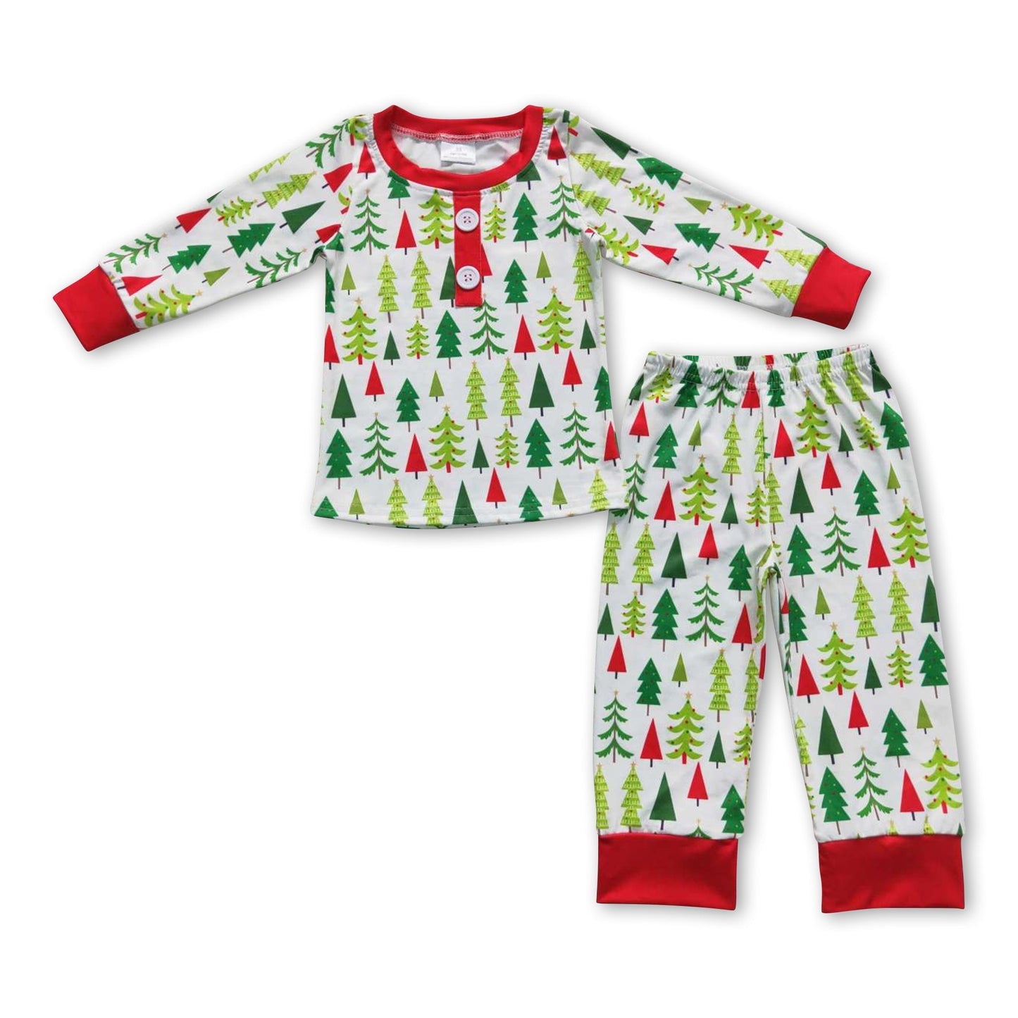 Langärmliger Weihnachtsbaum-Schlafanzug für Babyjungen