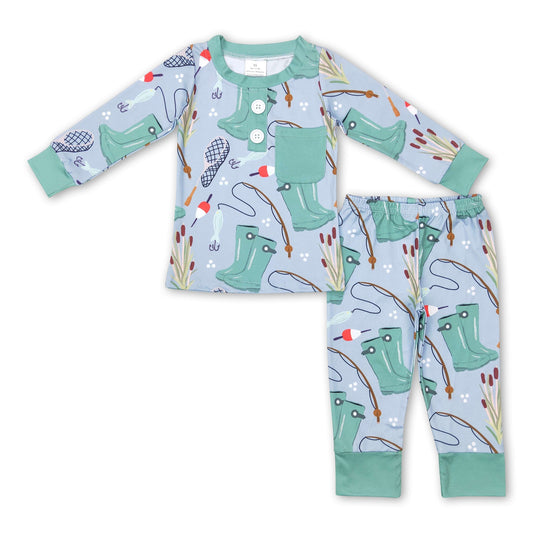 Angeln Taschen Langarm Kinder Jungen Pyjama