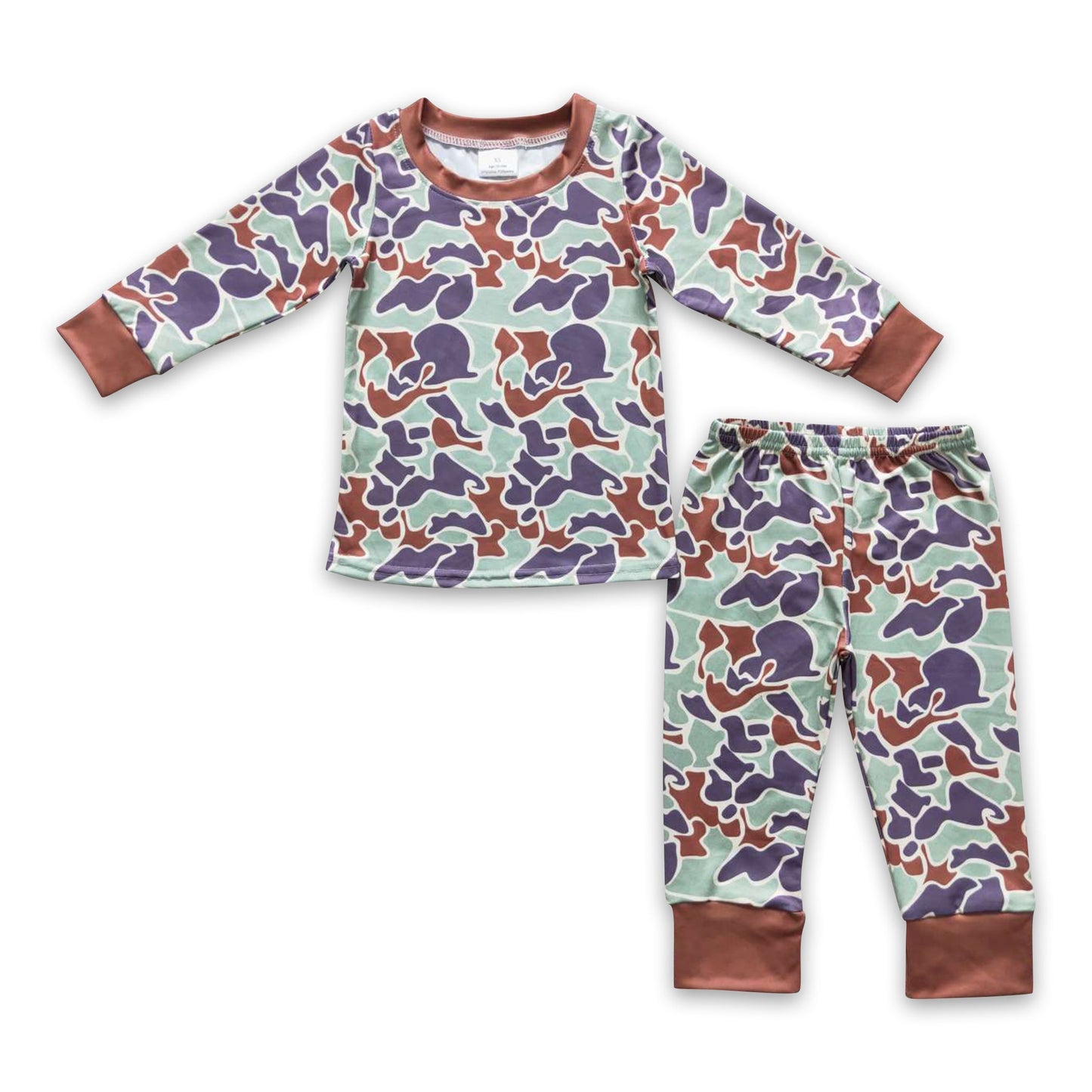 Brauner Camouflage Langarm-Schlafanzug für Jungen