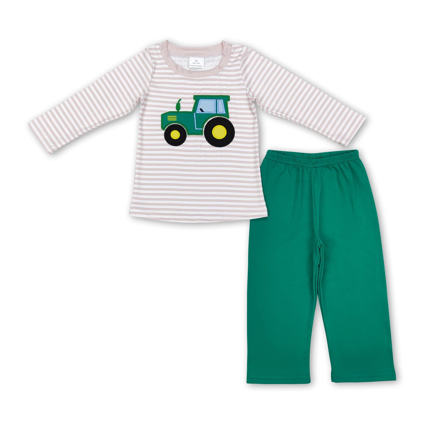 Gestreifter Traktoroberteil grüne Hose Kinder Jungen Outfits