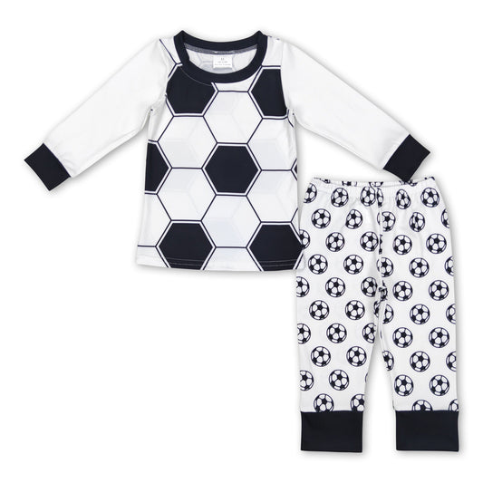Weiße schwarze Fußballoberteilhose Kinderpyjama