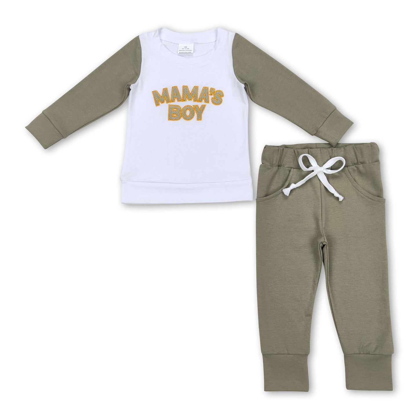 Mama's Boy Oberteil olivfarbene Hose Kinder-Outfits