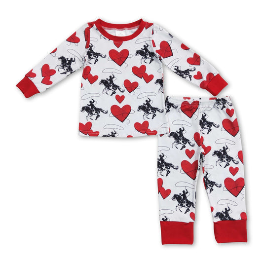 Herz-Pferd-Rodeo-Kinder-Jungen-Valentinstag-Schlafanzug