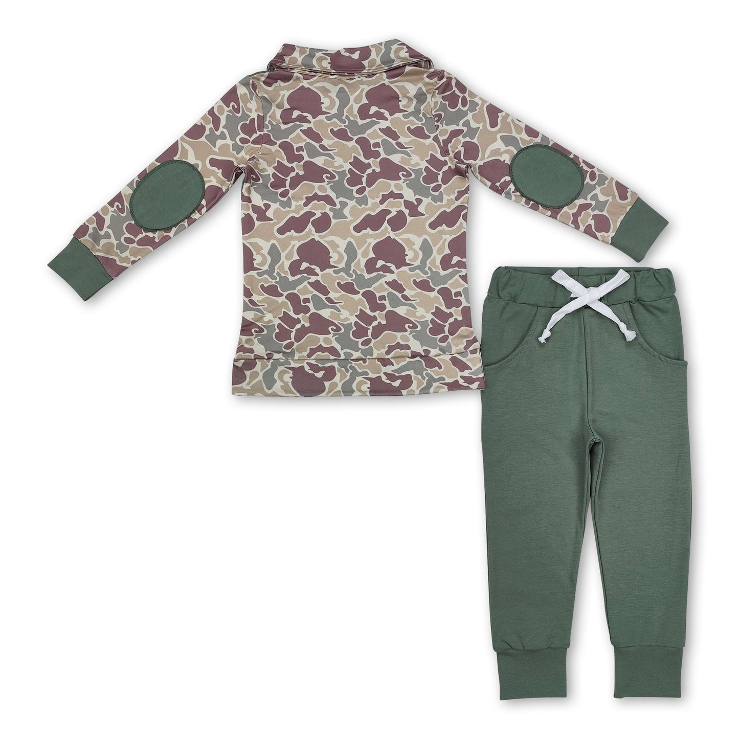 Langarm grünes Tarnmuster Jungen Jagdpullover-Set