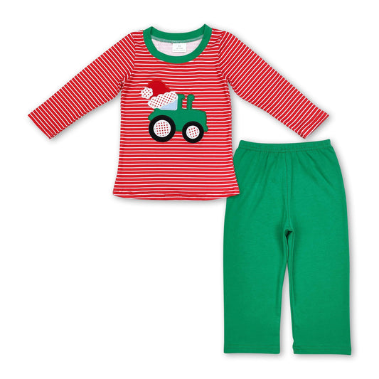 Stripe Santa Truck Kinder Jungen Weihnachtspyjama