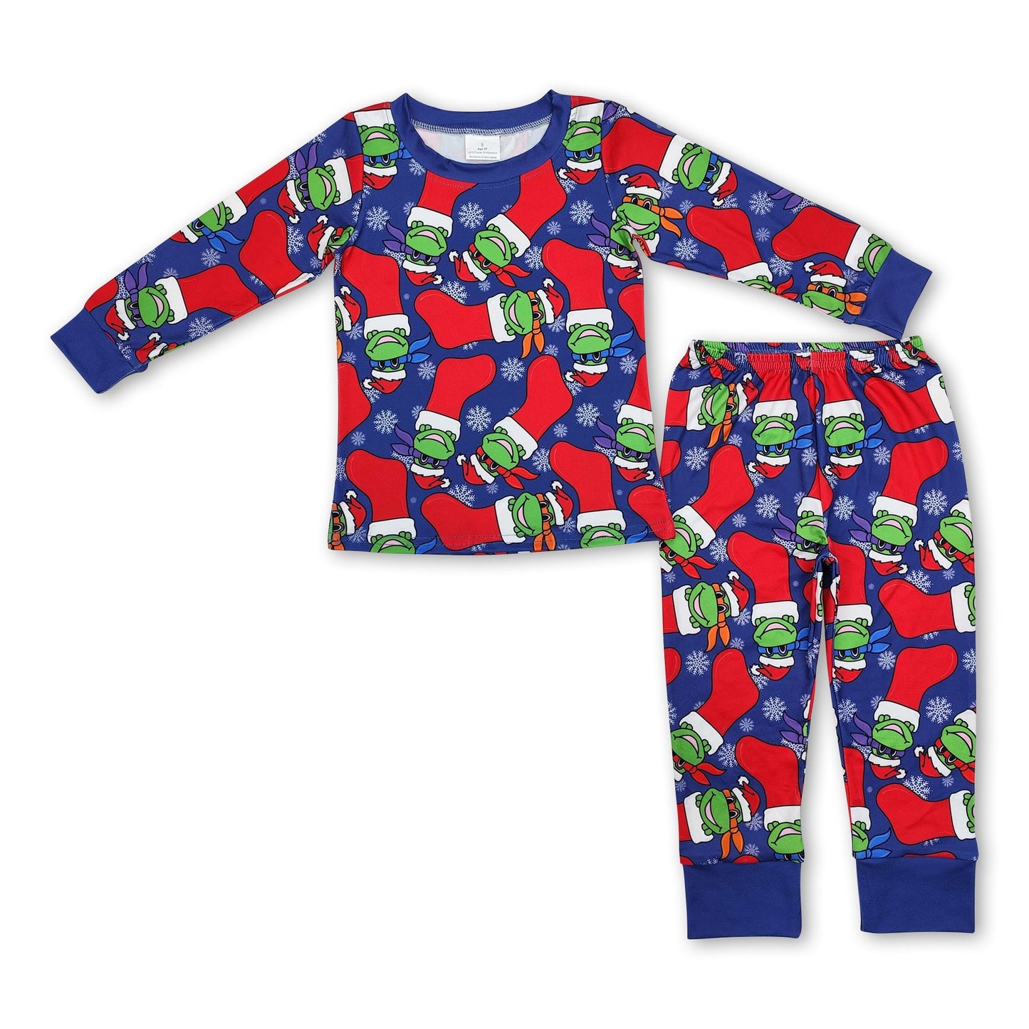 Blaue langärmlige Socken Baby Kinder Weihnachtsschlafanzug