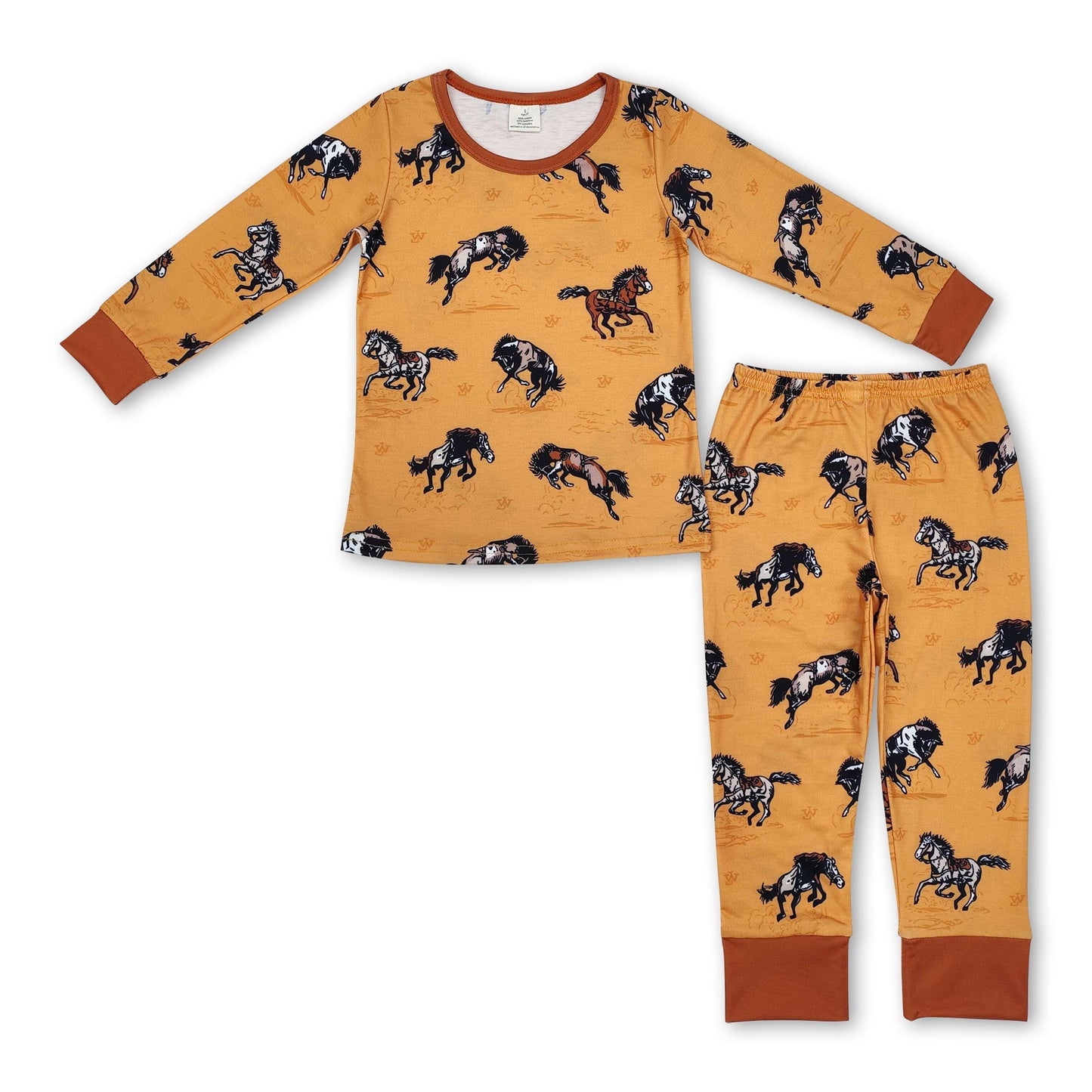Braune Ärmel Pferd Rodeo Baby Kinder Western Schlafanzug