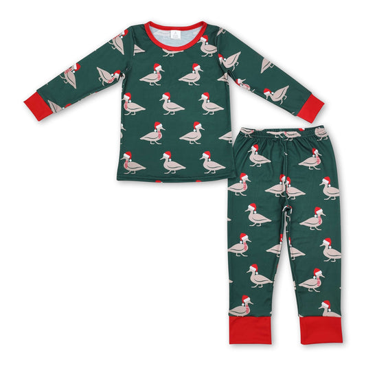 Grüne Weihnachtsmann-Hut-Ente Baby-Jungen-Schlafanzug
