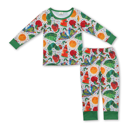 Grüne Schmetterling Raupen Baby Kinder Schlafanzug