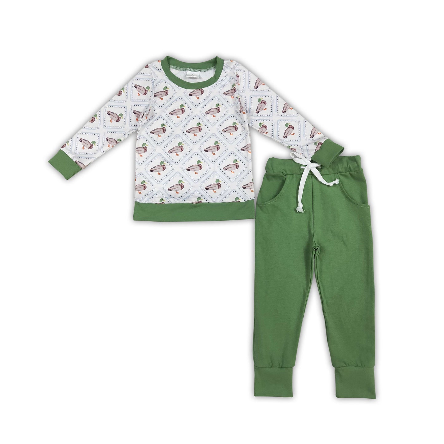 Langarm-Enten-Top-Hosen-Kinder-Jungen-Bekleidungsset
