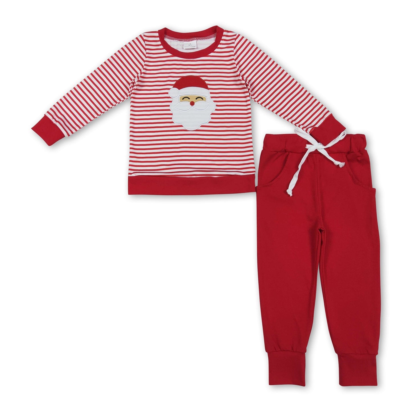 Rot gestreiftes Santa Oberteil Hose Kinder Jungen Weihnachtspyjama