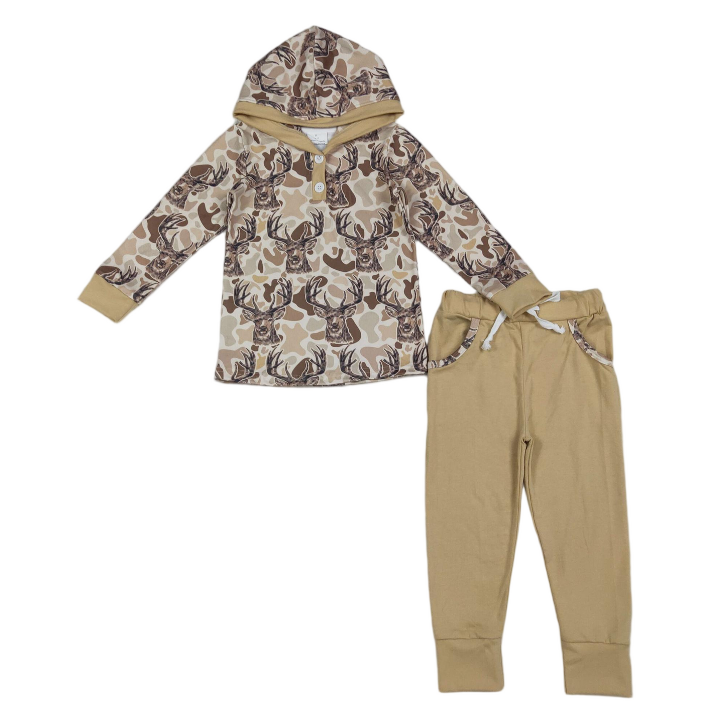 Langarm Camo Hirsch Hoodie Hose Jungen Bekleidungsset