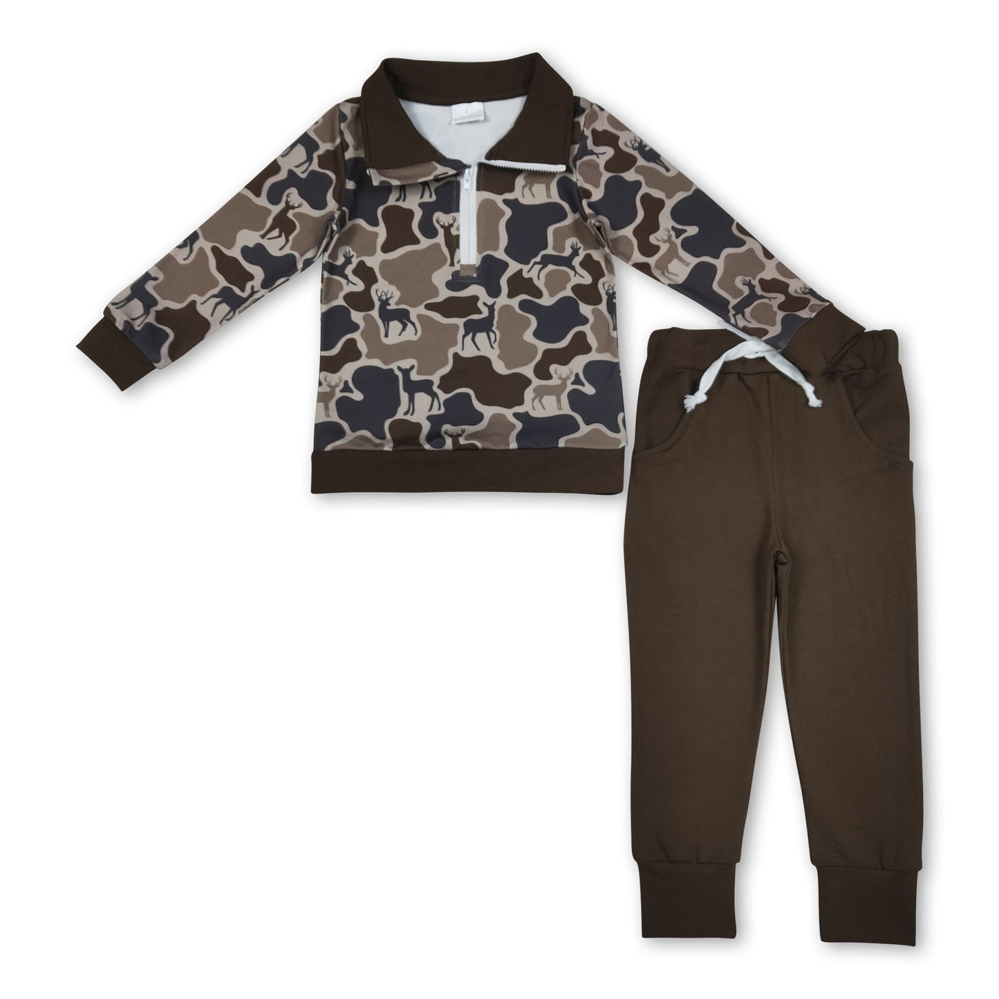 Langarm braun Hirsch Camo Pullover Hose Jungen Kleidung
