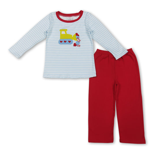 Stripe-Herz-Konstruktionen Ringel-Top Hose Jungen Valentinstags-Set