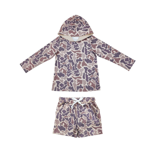 Khaki Camo Hoodie Shorts Kinder Jungen Bekleidungsset