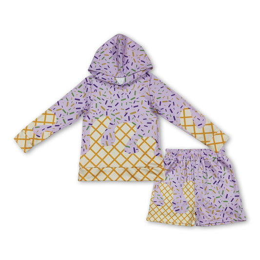 Eiscreme-Streusel-Kapuzenpullover-Shorts für Jungen Mardi Gras Outfits