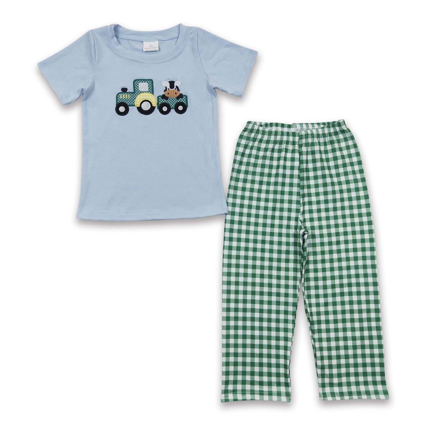 Kuh Traktor Stickerei Kinder Jungen Bauernhof Outfits