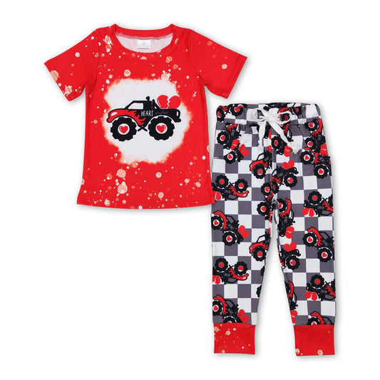 Herz-Lkw Kurzarm Kinder Jungen Valentinstags-Outfits
