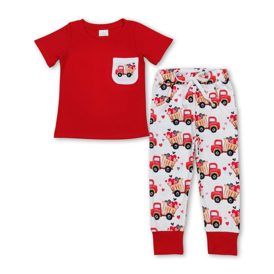 Herz-Truck-Tasche Kinder Jungen Valentinstags-Outfits
