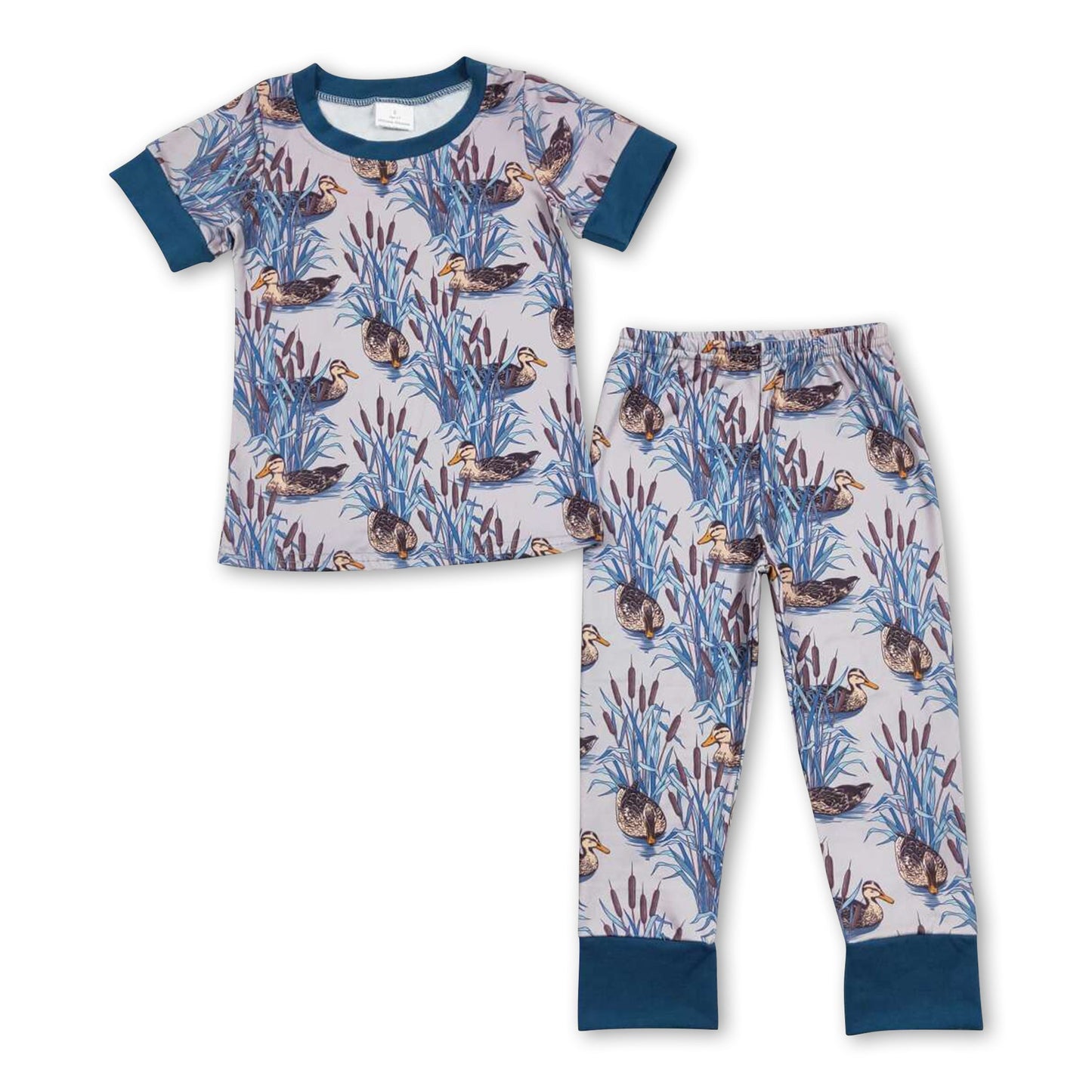 Blauer Kurzarm-Enten-Schlafanzug für Jungen